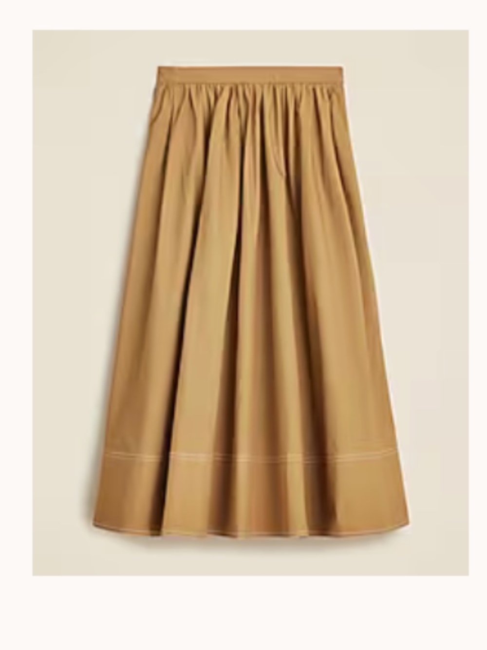 JCrew Contrast hem midi skirt in cotton poplin